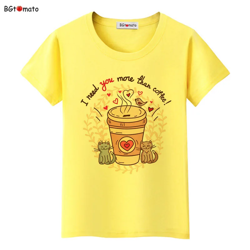 Футболка BGtomato coffee забавная Женская милая уличная одежда милые футболки с