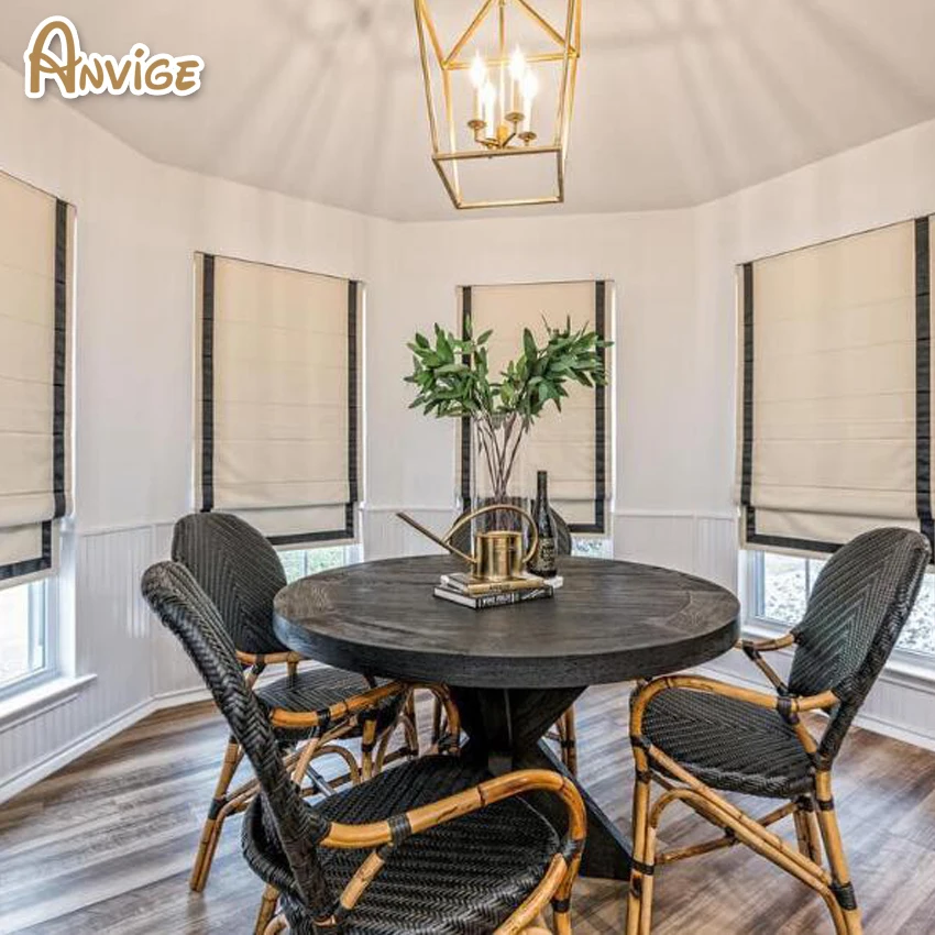 Новое поступление современный полосатый Стиль хлопок/лен римские шторы из ткани