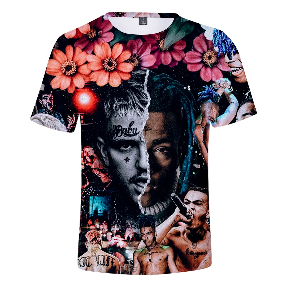 Забавная футболка xxxtentacion and lil с 3D принтом коротким рукавом для мужчин и женщин