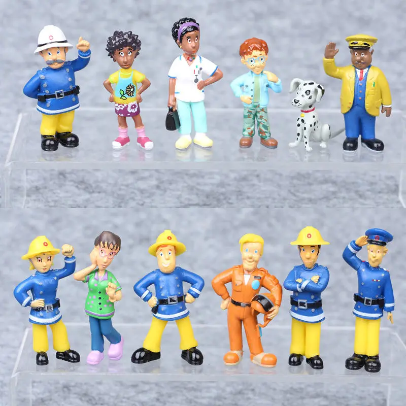 2018 Новые горячие 12 шт./компл. Пожарный Сэм фигурка игрушки Playset ПВХ Куклы для детей подарок на день