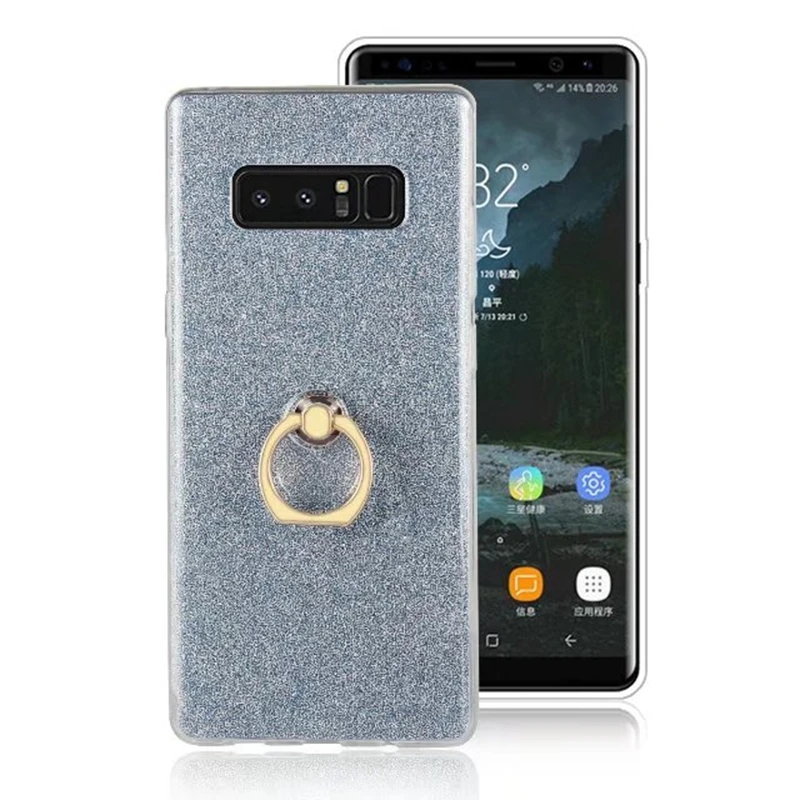 For Samsung Galaxy Note 8 Case Transparent Soft TPU Glitter Metal Ring back cover note 6.4inch |