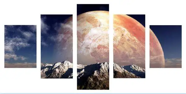 

Unframed 5 Panels Canvas Print Huge Hd Red Planet Wall Art Picture Top-Rated For Living Room Painting Artwork -33449-JBO