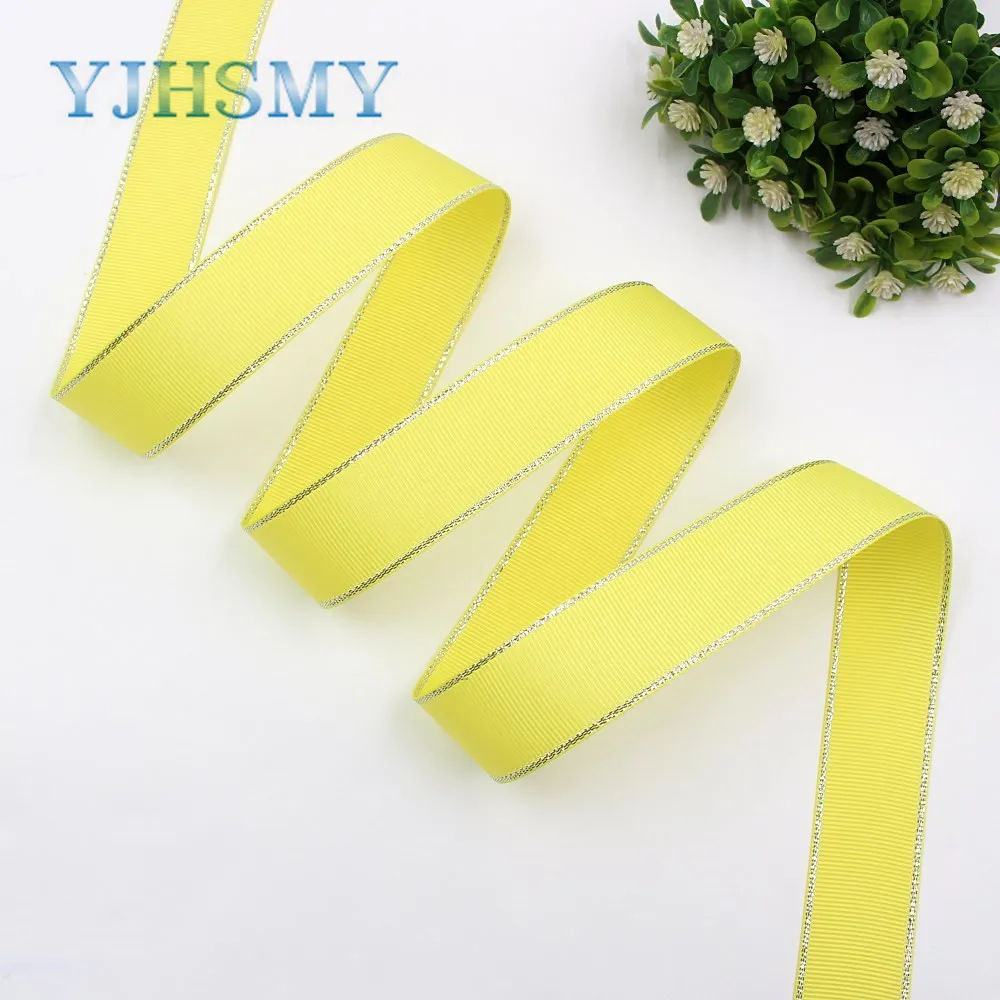 YJHSMY I-19316-580 25 мм 10 ярдов Серебристые двухсторонние ленты Аксессуары и украшения |