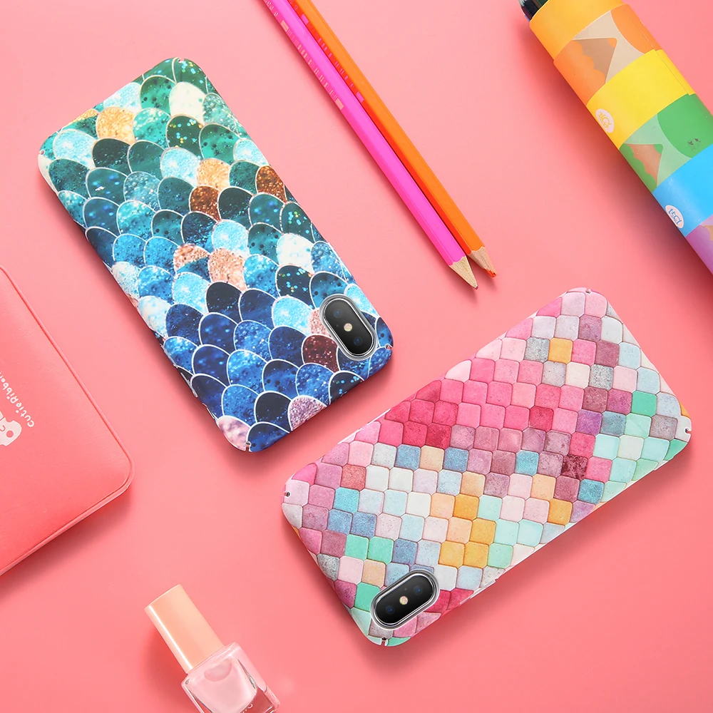 Kisscase 3D рыбы Весы чехол для iPhone 6 7 5S х Samsung S8 S7 note 8 Case милый розовый Huawei P10 p9 плюс