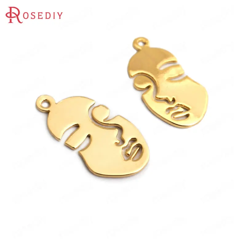 10 шт., 2x1,1 см, 4,4x2,5 см, 24 K, золотого цвета, латунные подвески для лица, соединитель, сделай сам, ювелирное изделие, серьги, аксессуары