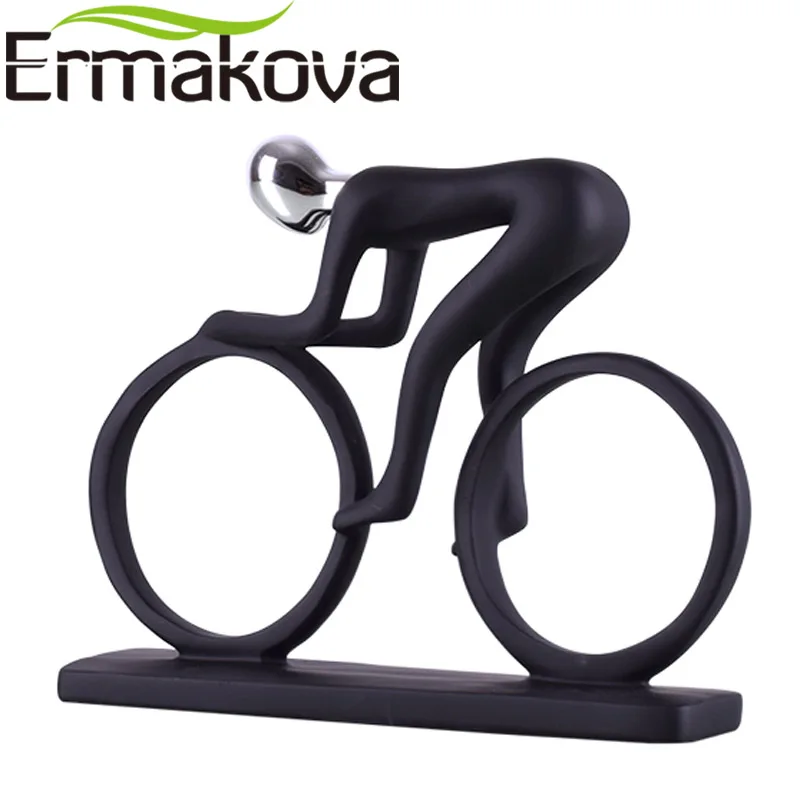 

ERMAKOVA Modern Resin Art Abstract Bike Bicycler Rider Statue Athlete Racer Bicycle Figurine Office Living Room Decoration