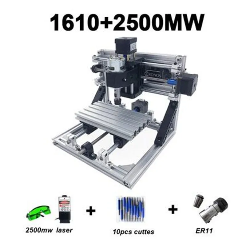 cnc1610-2500mw DIY фрезерный станок с чпу наборы 1610 GRBL управления резьба по дереву фрезерный гравировальный станок(рабочая зона 16x10x4,5 см, 3 оси - Цвет: cnc1610-2500mw