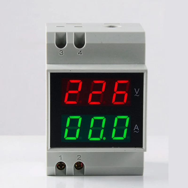 Din-рейка двойной дисплей красный зеленый AC80-300V 200-450 в AC0.1-99.9A Цифровой вольтметр переменного тока переменное Напряжение измеритель тока