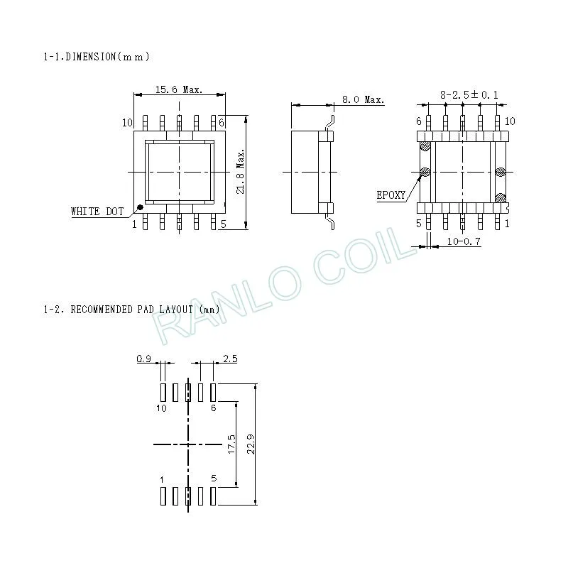EFD15 5 + 5pin SMD магнитного ферритовый сердечник трансформатора конвертер