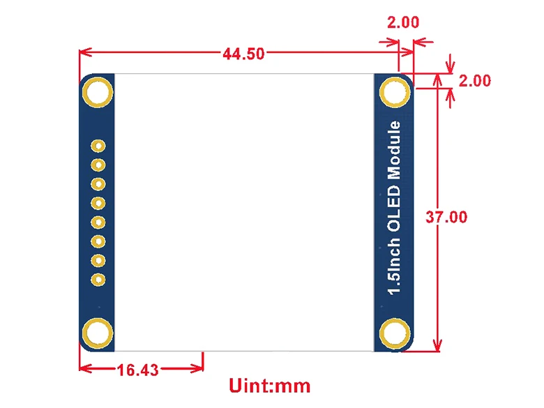 Модуль органического светодиода SSD1327 1 5x128 128 дюйма 16 бит интерфейс SPI/I2C с