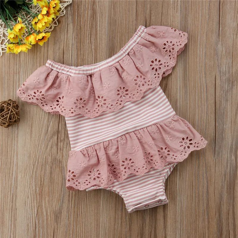 Pudcoco юбка-пачка для новорожденных девочек боди розовое кружевное Полосатое