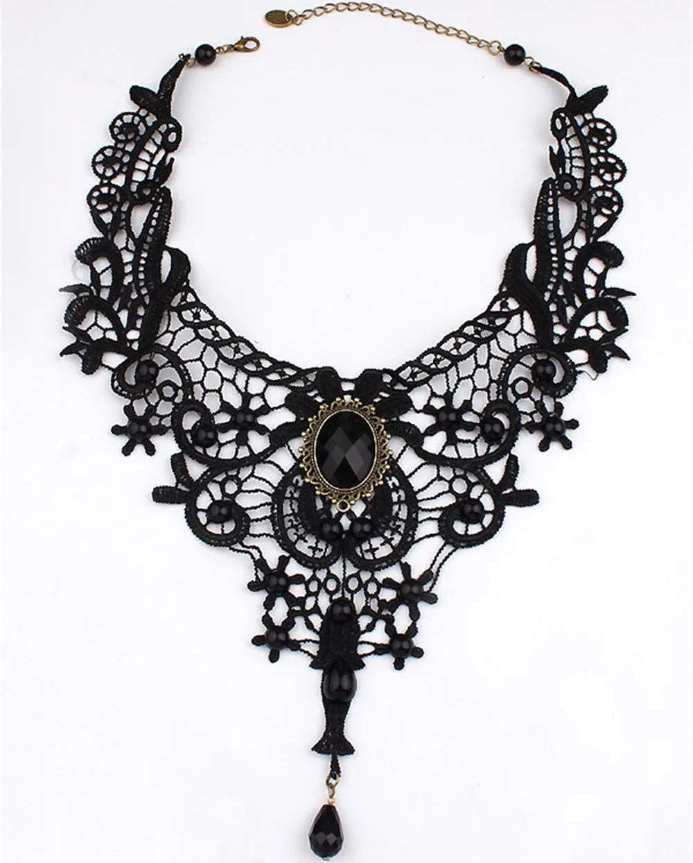 Женское готическое ожерелье Черное Кружевное колье в викторианском стиле