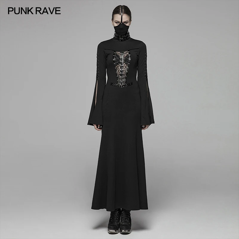 Женские вечерние платья в стиле панк, длинные платья с маской в готическом стиле, модные вечерние платья для клуба, Хэллоуина