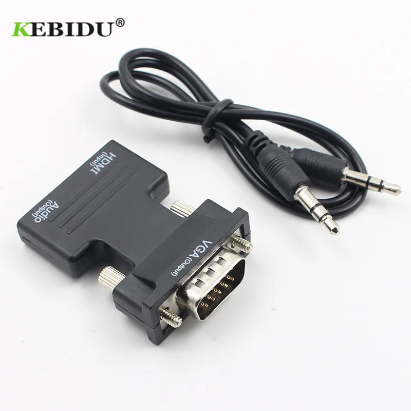 Kebidu Женский VGA Мужской конвертер с аудио адаптером адаптер Поддержка 1080P для ПК