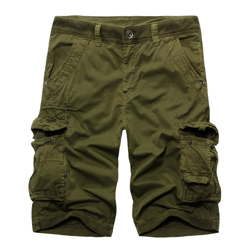 Мужские свободные шорты-карго повседневные хлопковые капри с несколькими