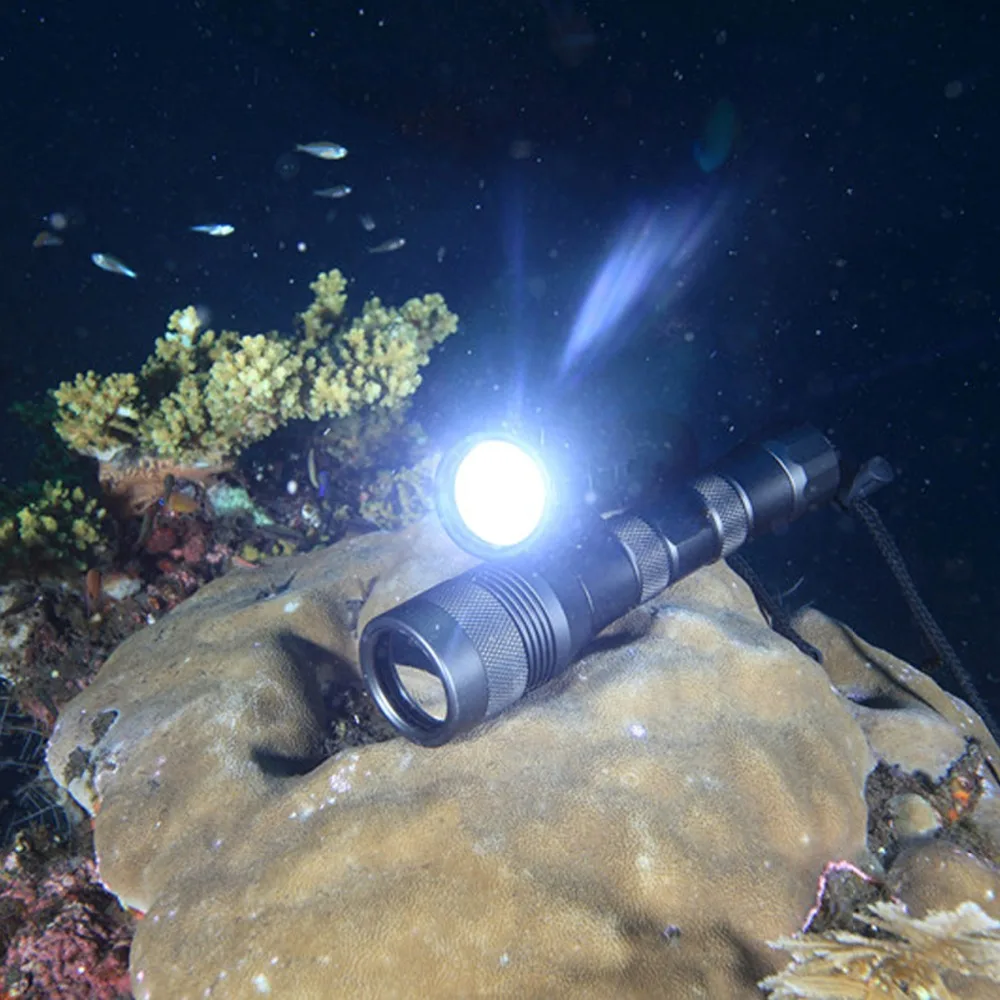 

Asafee LED Dive Flashlight Portable Diving Torch CREE XM-L2(U4) Underwater 200m 26650 18650 Night Diving Torch