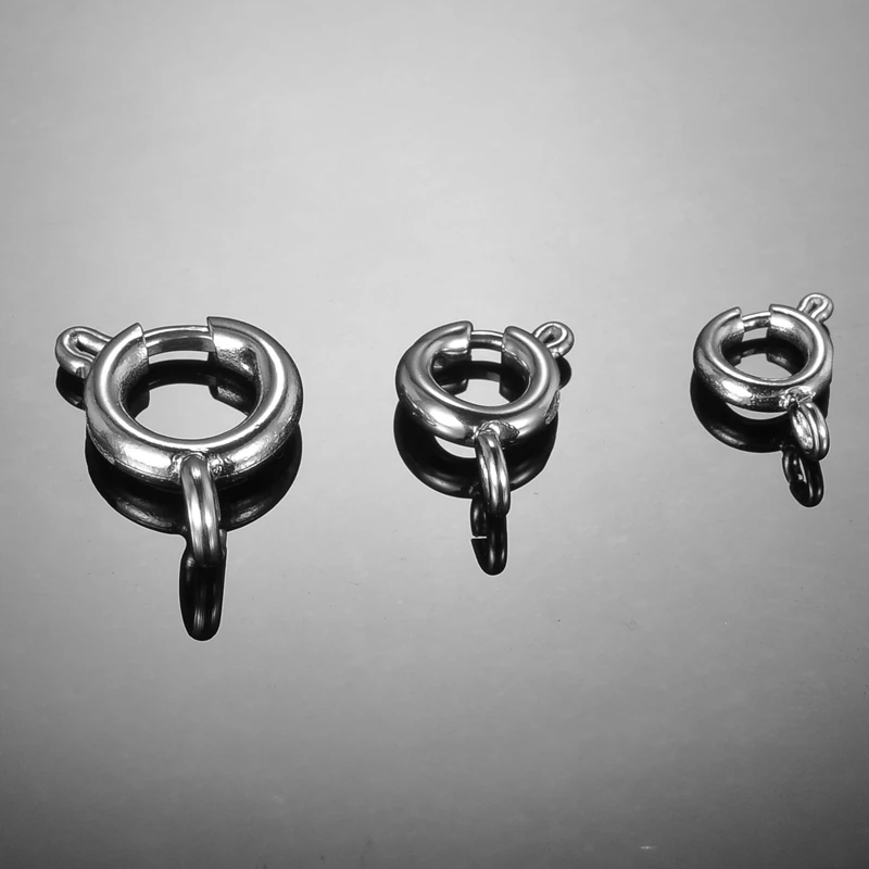 Ювелирный материал 5 шт. круглые Пружинные застежки Серебристые из нержавеющей