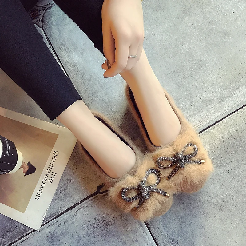 Size36-40 Новинка 2017 года пикантные Обувь на теплом меху женская обувь с