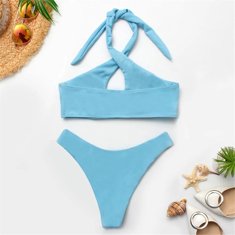 Пикантные однотонные push up женские купальные костюмы 2019 новые бикини с