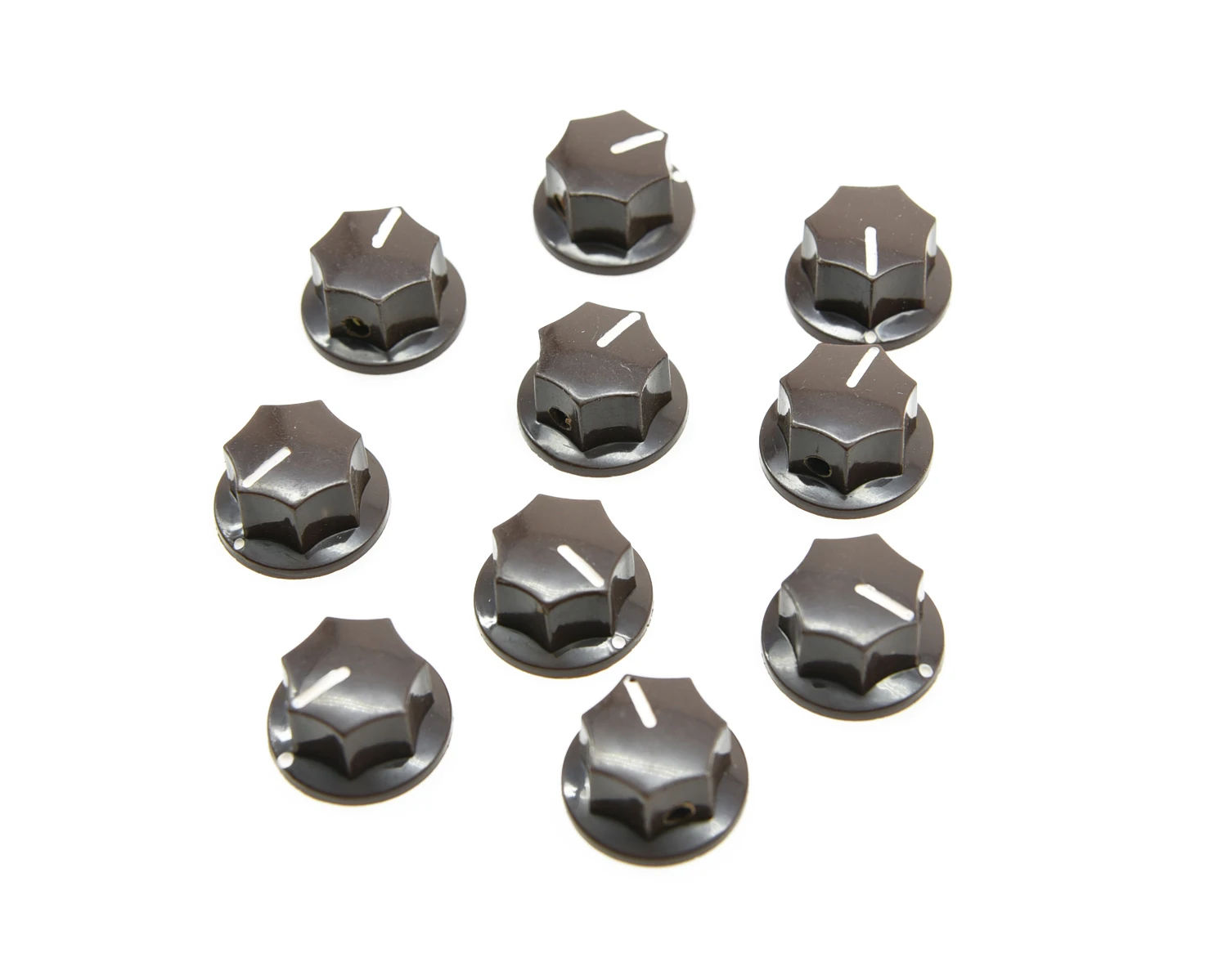 

10x Brown Small Size MXR Style Skirted AMP Knob Effects Pedal Knobs Brass Insert
