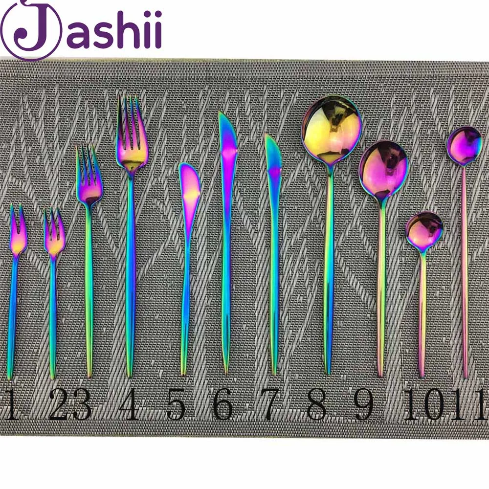 JASHII новая Радужная столовая посуда красочный набор столовых приборов