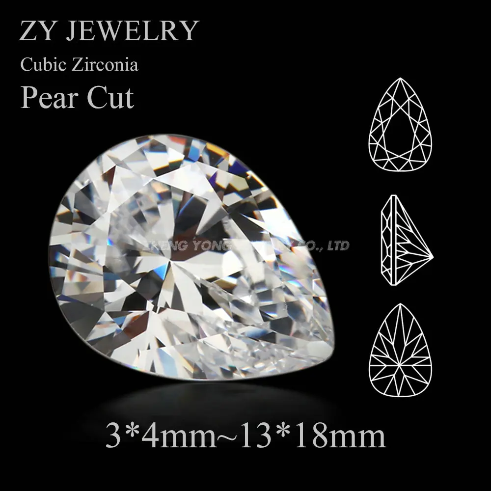 3*4 мм ~ 13*18 5А огранка в виде груши CZ Stone искусственные камни 50 шт. лоте форме белый