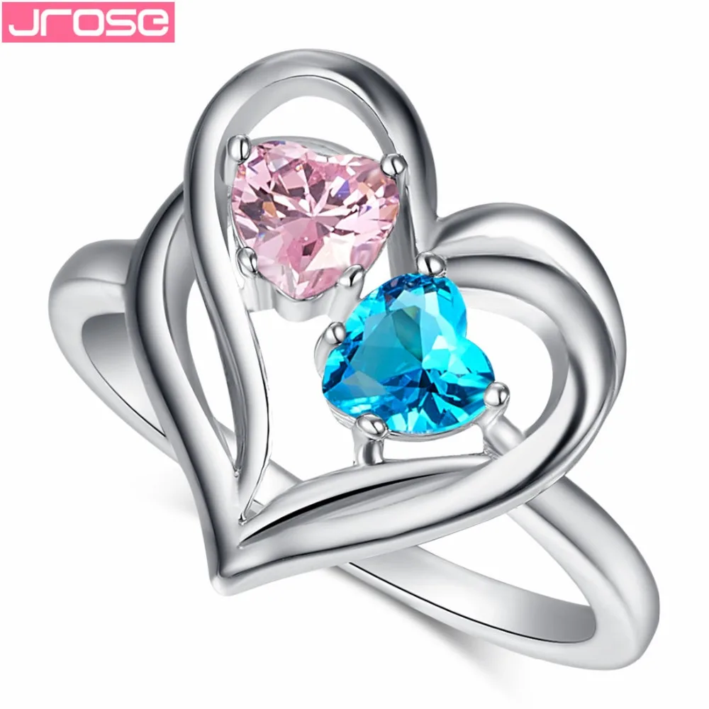 Женское Обручальное Кольцо JROSE Love Heart розовое и Лондонское кольцо белого золотого