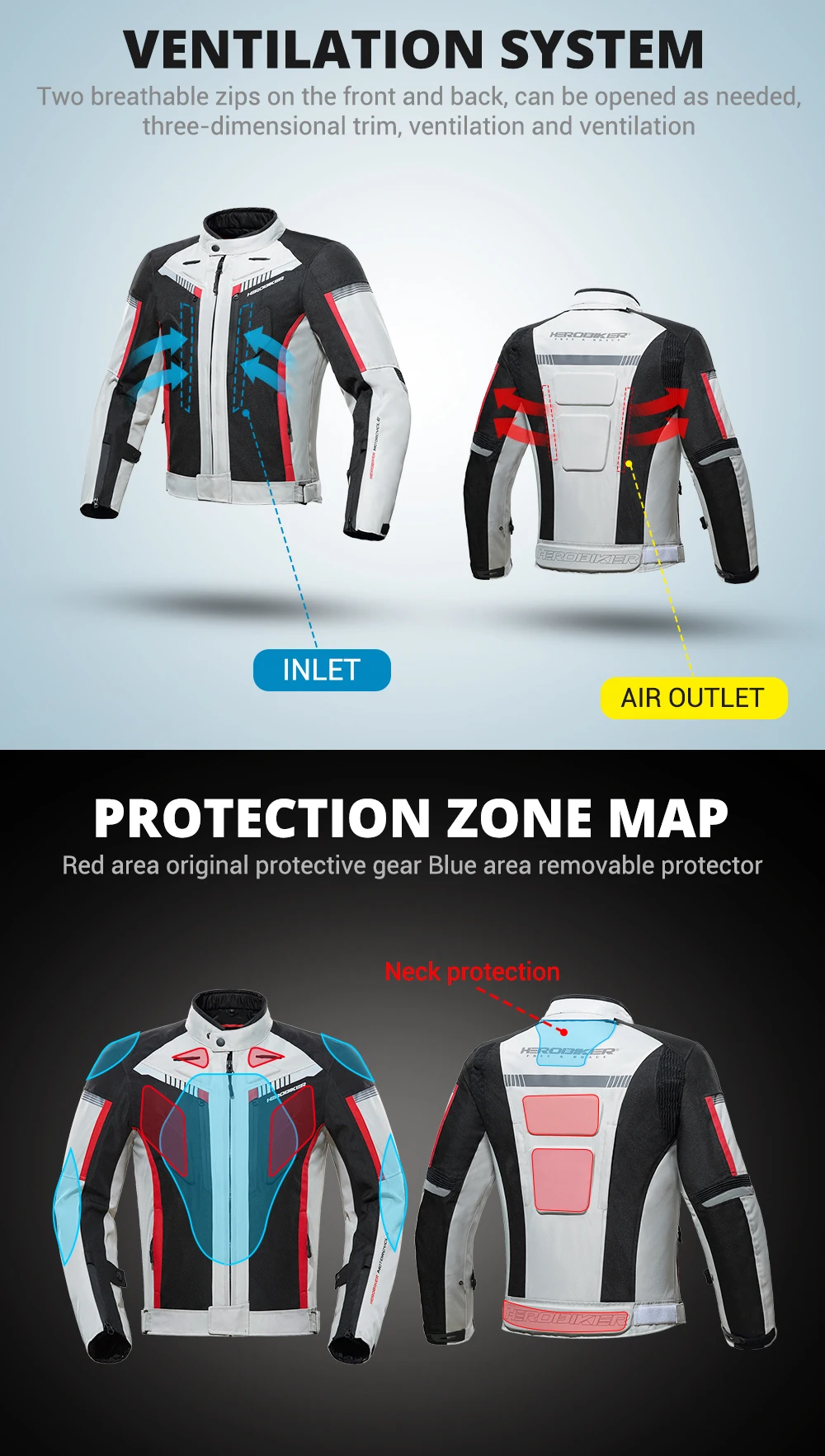 HEROBIKER мотоциклетная куртка Защитное снаряжение водонепроницаемая мотоциклетная куртка мужская одежда для мотокросса мотоциклетный костюм с 5 протекторами