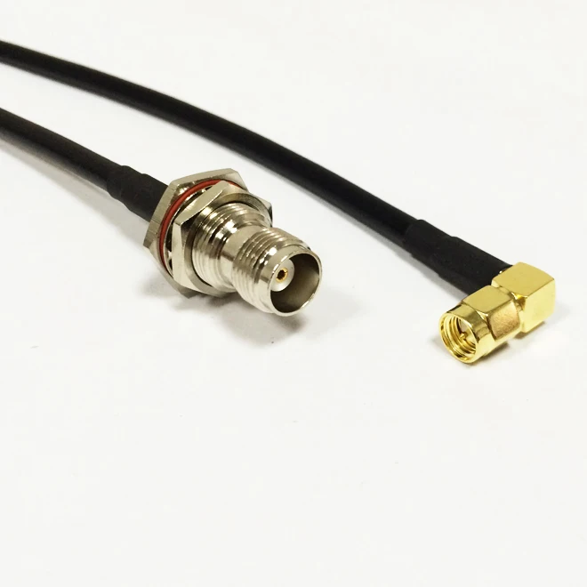 2pcs SMA Male right angle Switch  TNC Female Jack  nut cable RG58  450cm