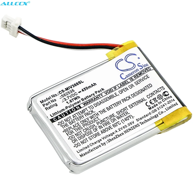 Аккумулятор Cameron Sino 450 мАч для Abee M3 V31 V35 V51 HP F210 F300 F310 F520 F520G Mivue 388 Whistler WP7 |