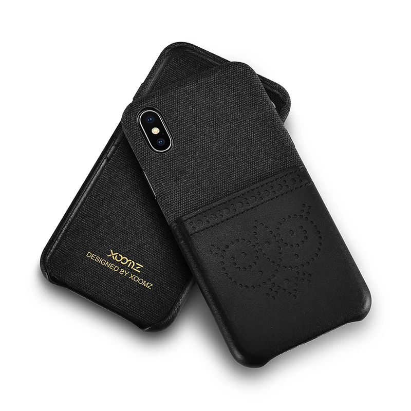 Черный оригинальный XOOMZ для IPhone X Case из искусственной кожи + Ткань телефонные