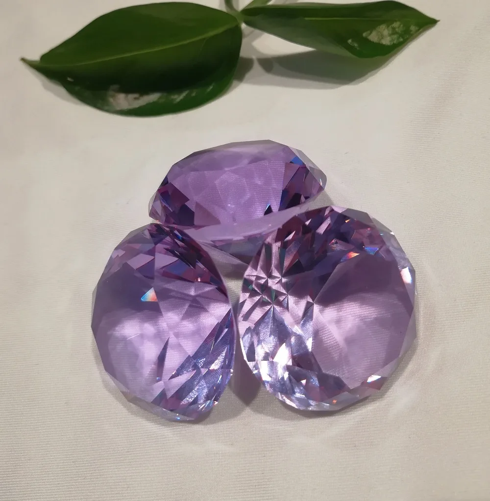 LACALOVE 3PCS/Lot 40mm K9 Purple Crystal Paperweight Diamond Jewel Crafts For Birthday Party Wedding And Home Decor Gifts | Дом и сад