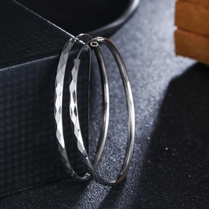 100% Стерлинговое Серебро 925 пробы, модные женские серьги-кольца диаметром 6 см, ювелирные изделия, подарок, оптовая продажа, дешево