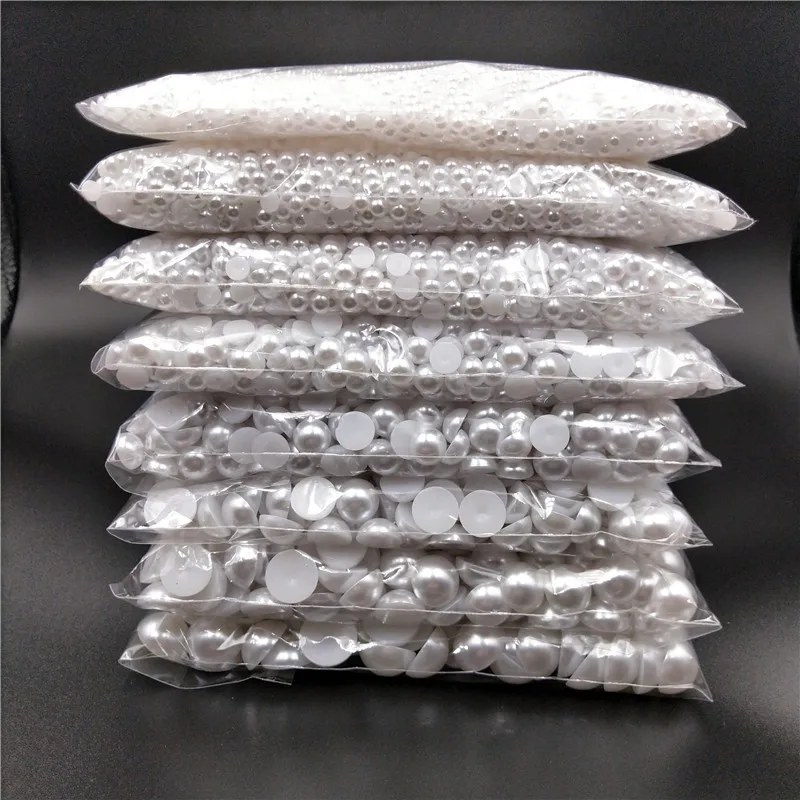 3 16mm half round acrylic white ivory imitation pearl flatback beads for jewelry making diy headwearnail art phone decorate free global shipping
