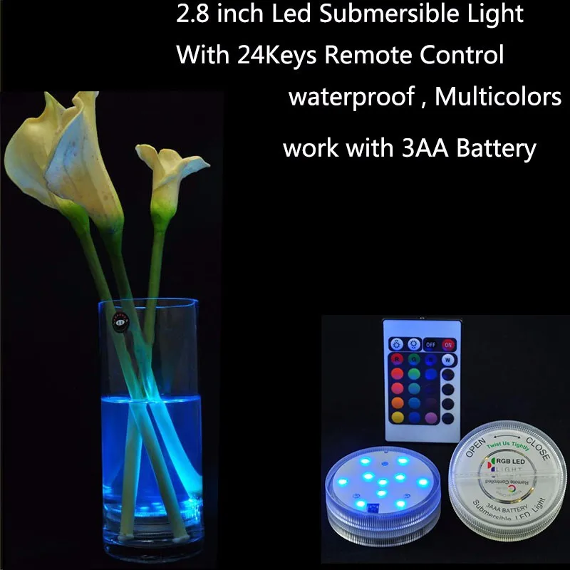 Free shipping 4pcs Battery operated Remote control 16colors Submersible LED light vases base for wedding celebration | Освещение