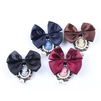 elegant women ribbon bow brooch pin vintage cameo lady simulated pearl brooches girls clothing accessories costume jewelry