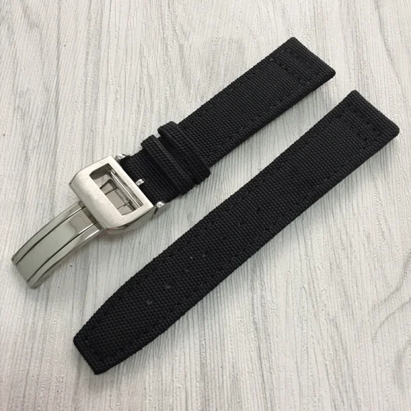 black silver buckle MERJUST нейлон+ натуральная кожа мужские Ремешки для наручных часов черный зеленый ремешок со стальной пряжкой для Iw379901 20 мм 21 мм 22 мм - Цвет ремешка: black silver buckle
