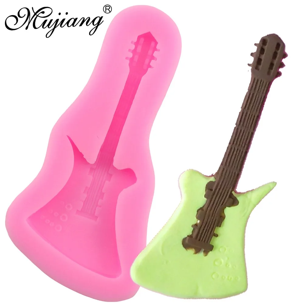Mujiang Скрипка Гитара силиконовые формы для помадки инструменты украшения торта