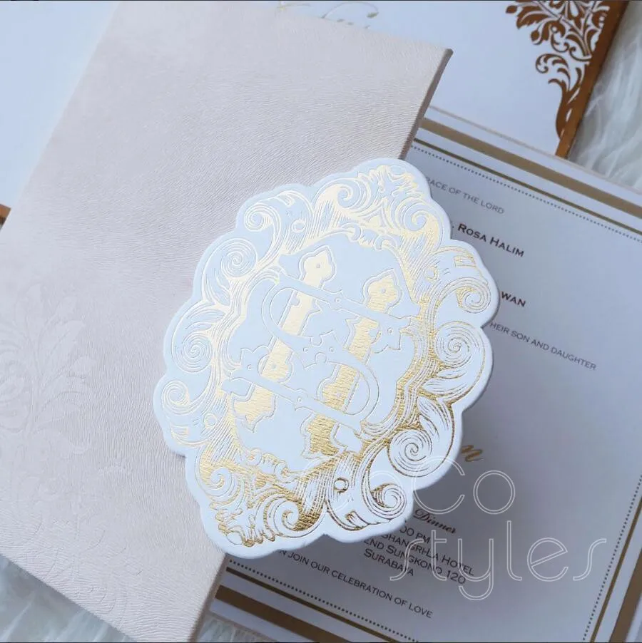 Cocostyles custom de luxe бархатная кожаная пригласительная открытка с откидной фольгой для
