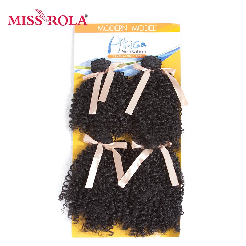 Miss Rola 7-8,5 дюймов кудрявая завивка искусственных волос 1B# два пучка волос для наращивания 4 пучка сделки 200 г/упак. полная голова Kanekalon волос