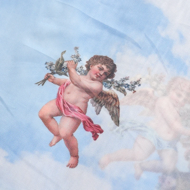 Женское Сетчатое облегающее платье с длинным рукавом и принтом короткое пляжное