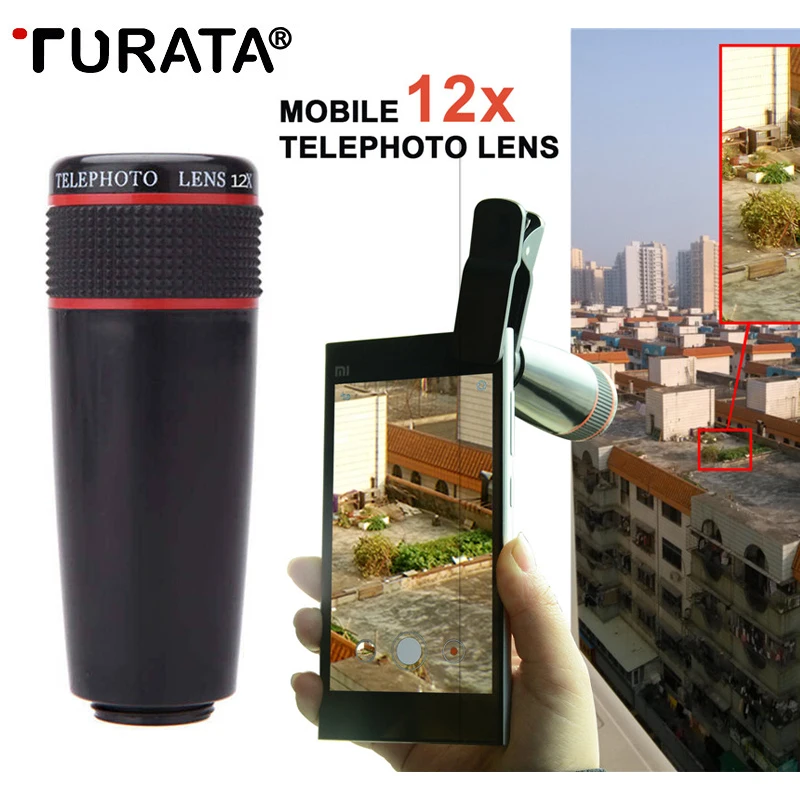 TURATA 12x оптический зум-объектив телескоп телефото телефон объектив камеры клип на