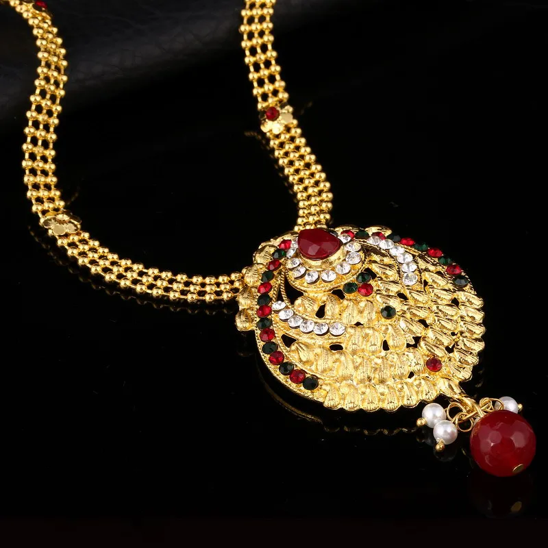 Наборы свадебных ювелирных изделий массивное ожерелье серьги parure bijoux femme ювелирный набор для женщин Индийский Золотой Кристалл Свадебный