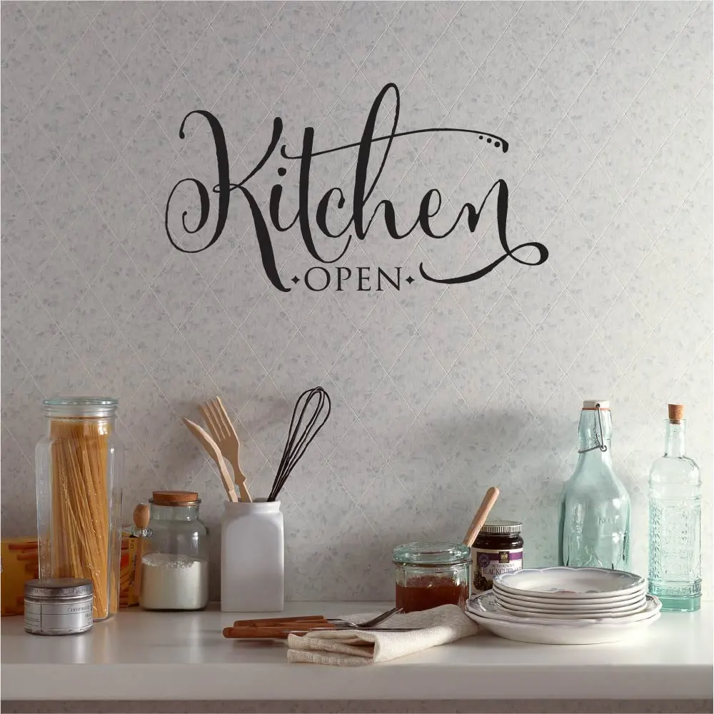 

Kitchen Open Wall Decal Quote Modern Dining Room Kitchen Decor Wall Vinyl Art Stickers Waterproof House Decoration Decals D880