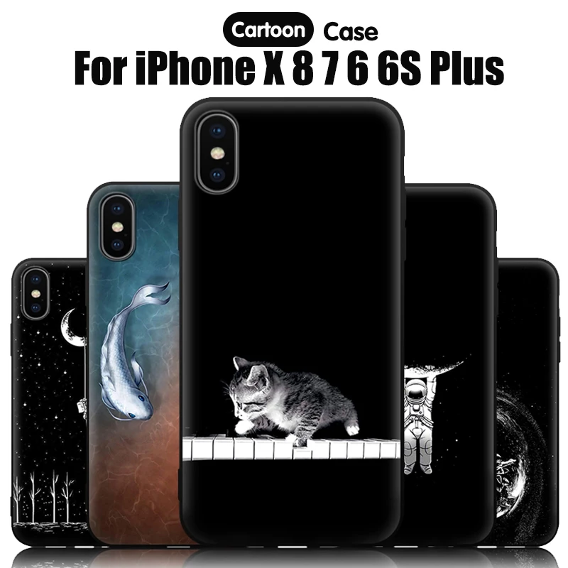 Чехол для телефона EiiMoo iPhone X чехол 6 S силиконовый с милым мультяшным рисунком 8 7 Plus