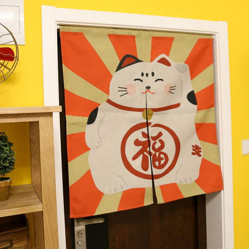 Японский стиль хлопчатобумажная и льняная занавеска для двери милый рисунок