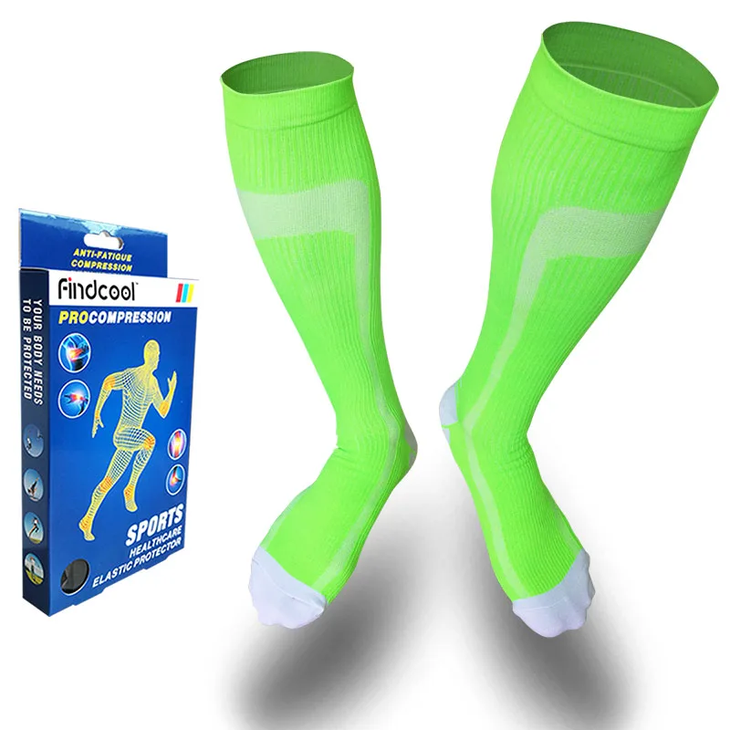 Green Findcool Vbiger эластичные Компрессионные носки спортивные беговые носки Градуированные Спортивные Компрессионные носки для мужчин и женщин - Цвет: Green