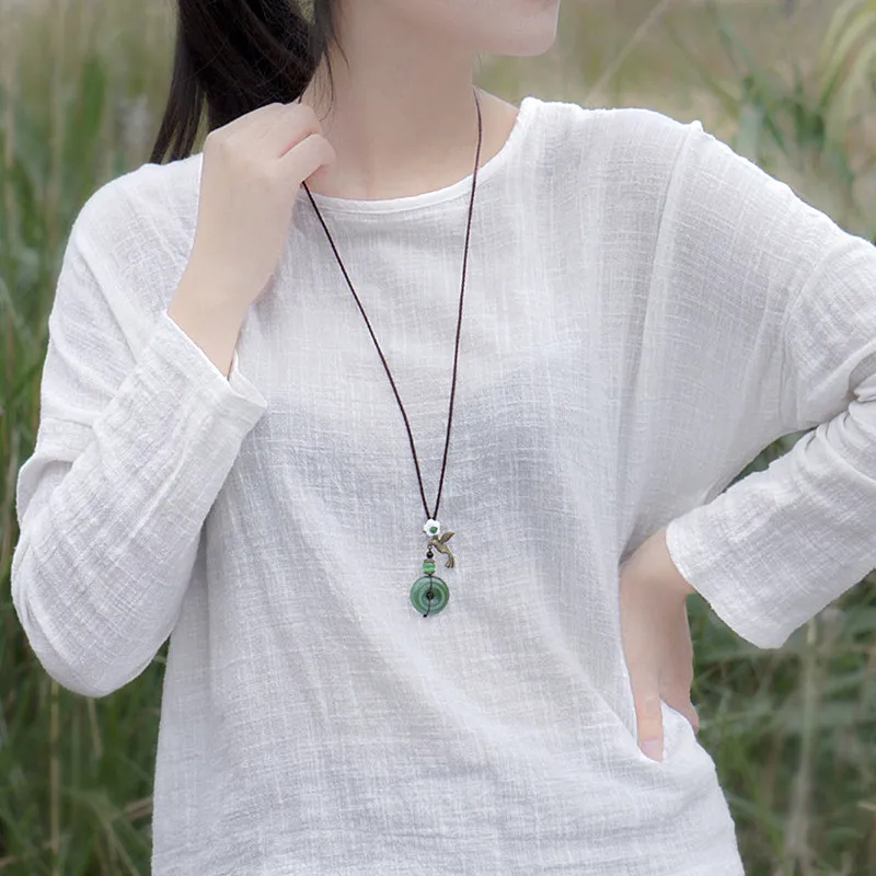 Yanting Green Chalcedony ожерелье с пряжкой в стиле мира этнические длинные модные ожерелья