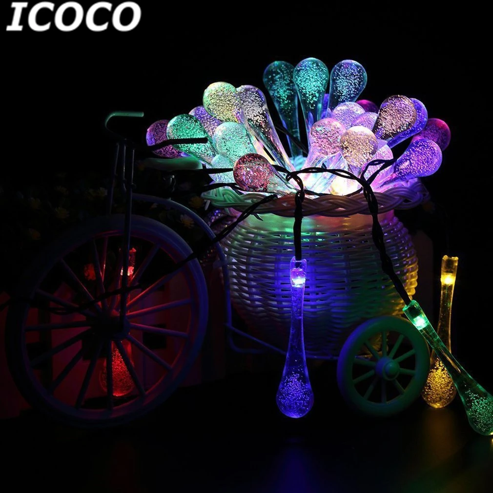 ICOCO 20 светодиодный большая капля воды Форма Красочный с питанием от солнечной