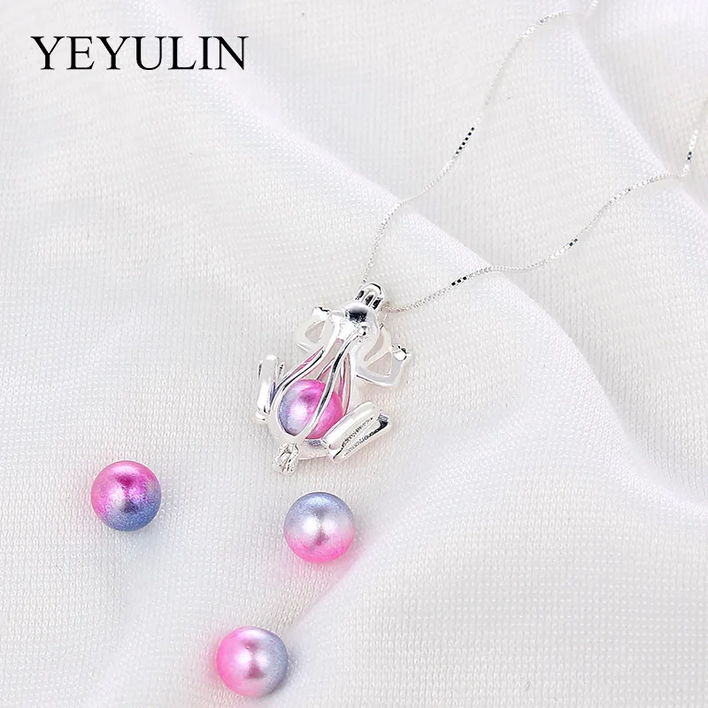 Ожерелье с подвеской в виде клетки жемчужинами серебряного цвета кулон для